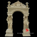 marble door frame decoration with roman statue